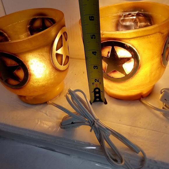 2 Rustic Cowboy Western Star Circle in Acrylic Glass Resin Night Light Lamp 5"H - Picture 5 of 6
